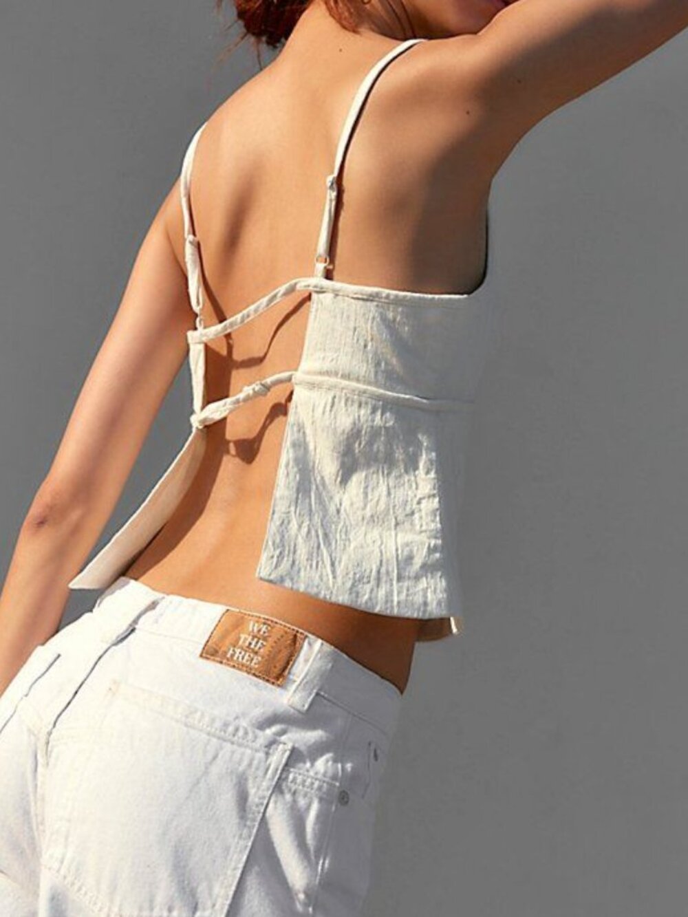 Free People James White Linen Open Back Top NWT